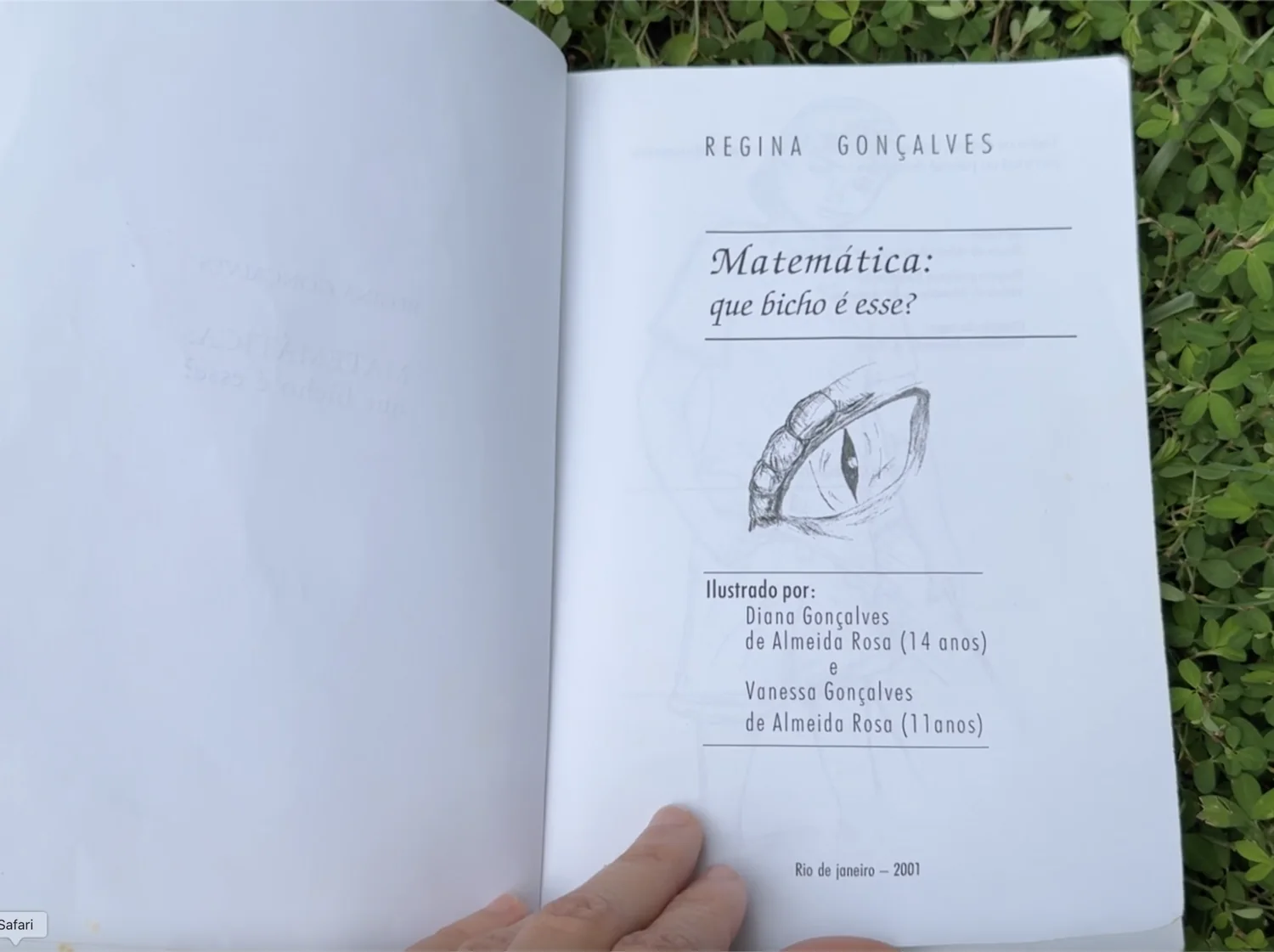 Illustrated by Diana Gonçalves de Almeida Rosa, 14 years old, and Vanessa Gonçalves de Almeida Rosa, 11, who also made the cover illustration.
