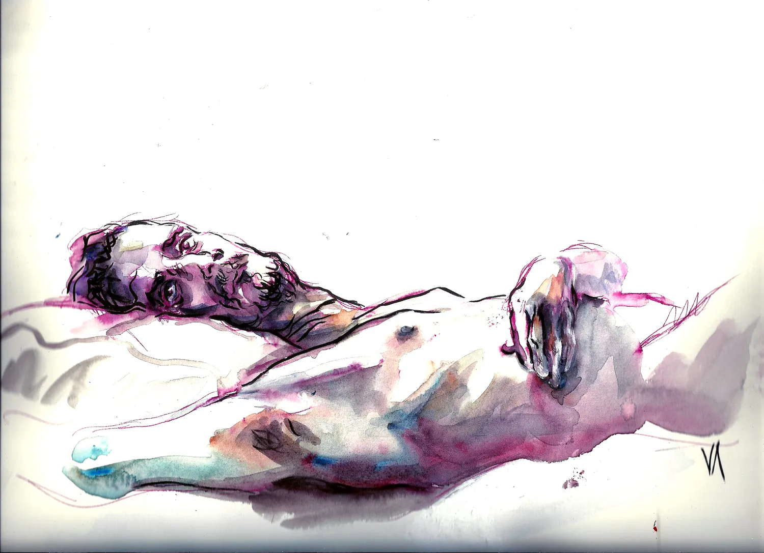 Life model, watercolour, 2011