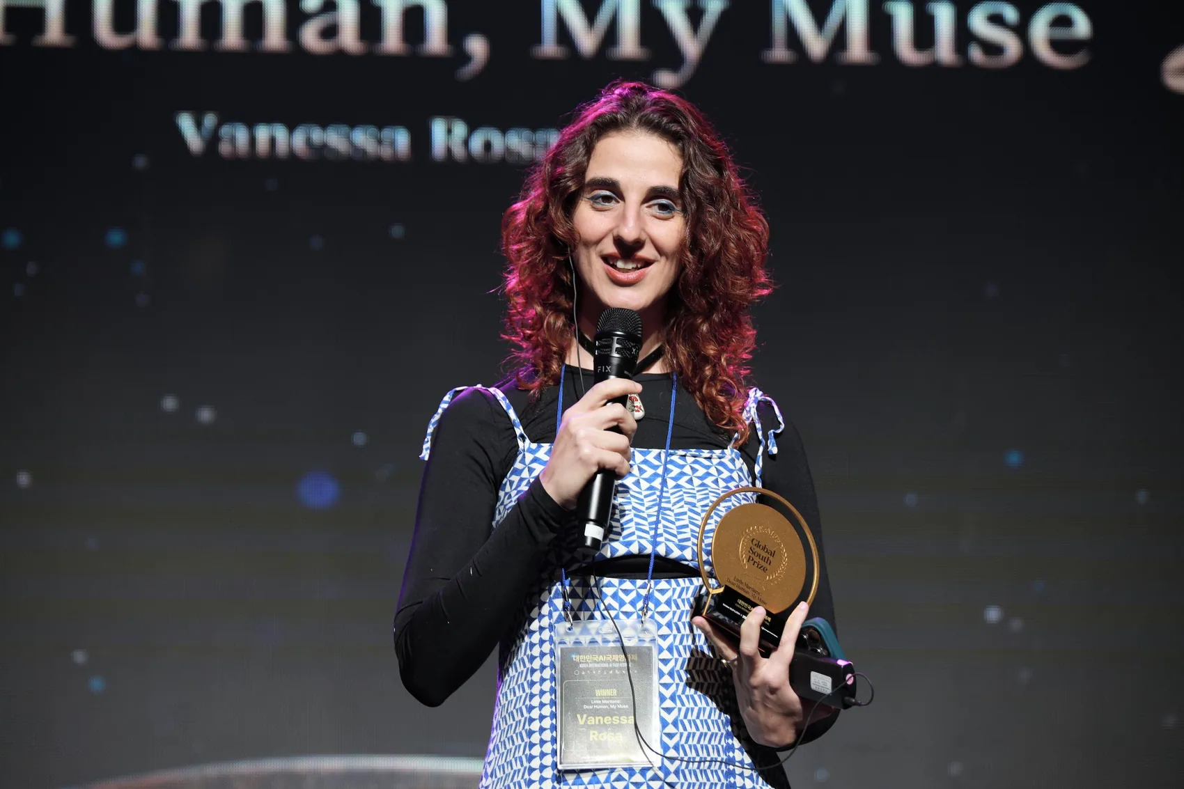 On stage in Seoul, with the prize.