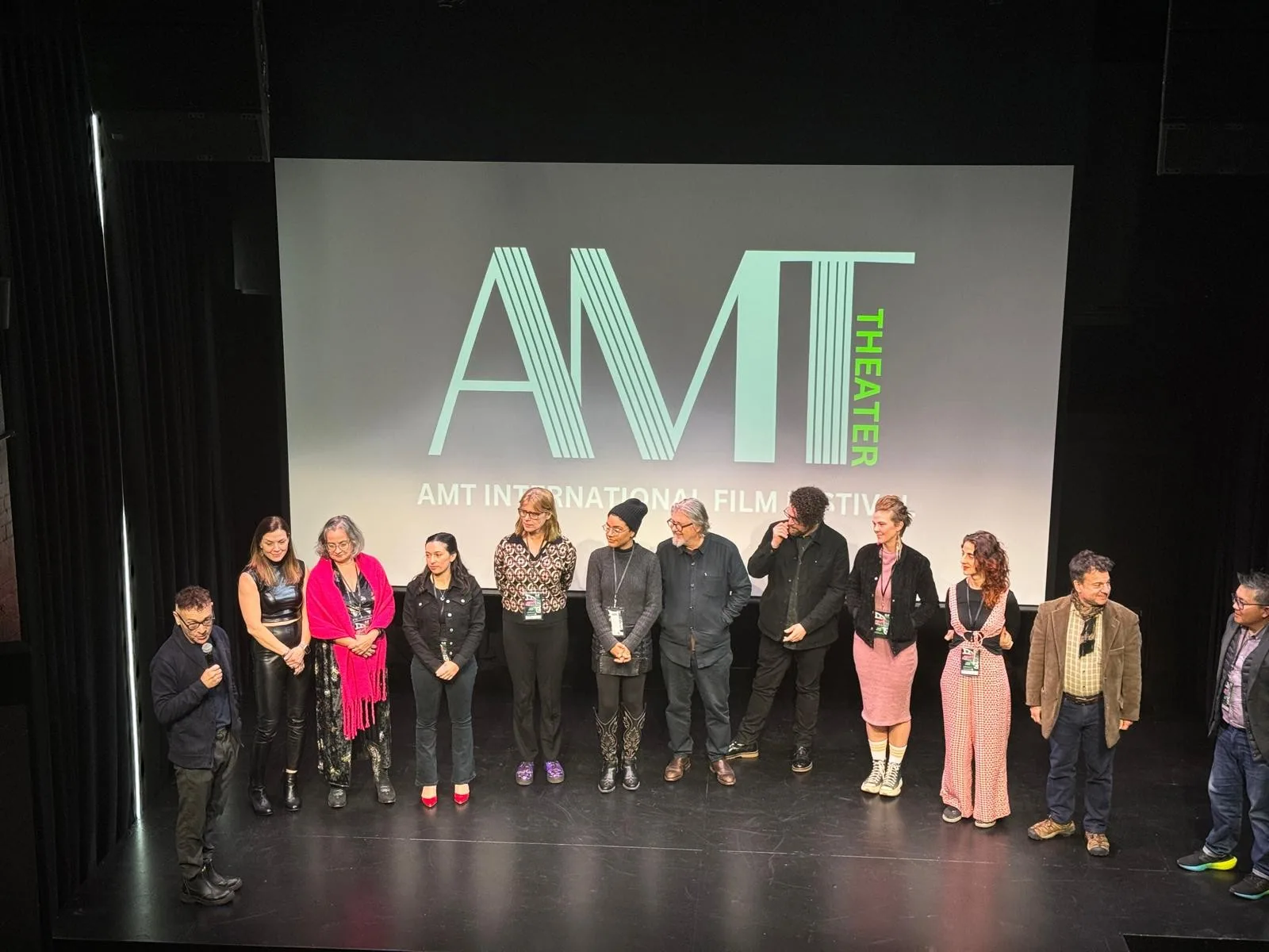 The filmmakers on stage at the AMT International Film Festival, New York.