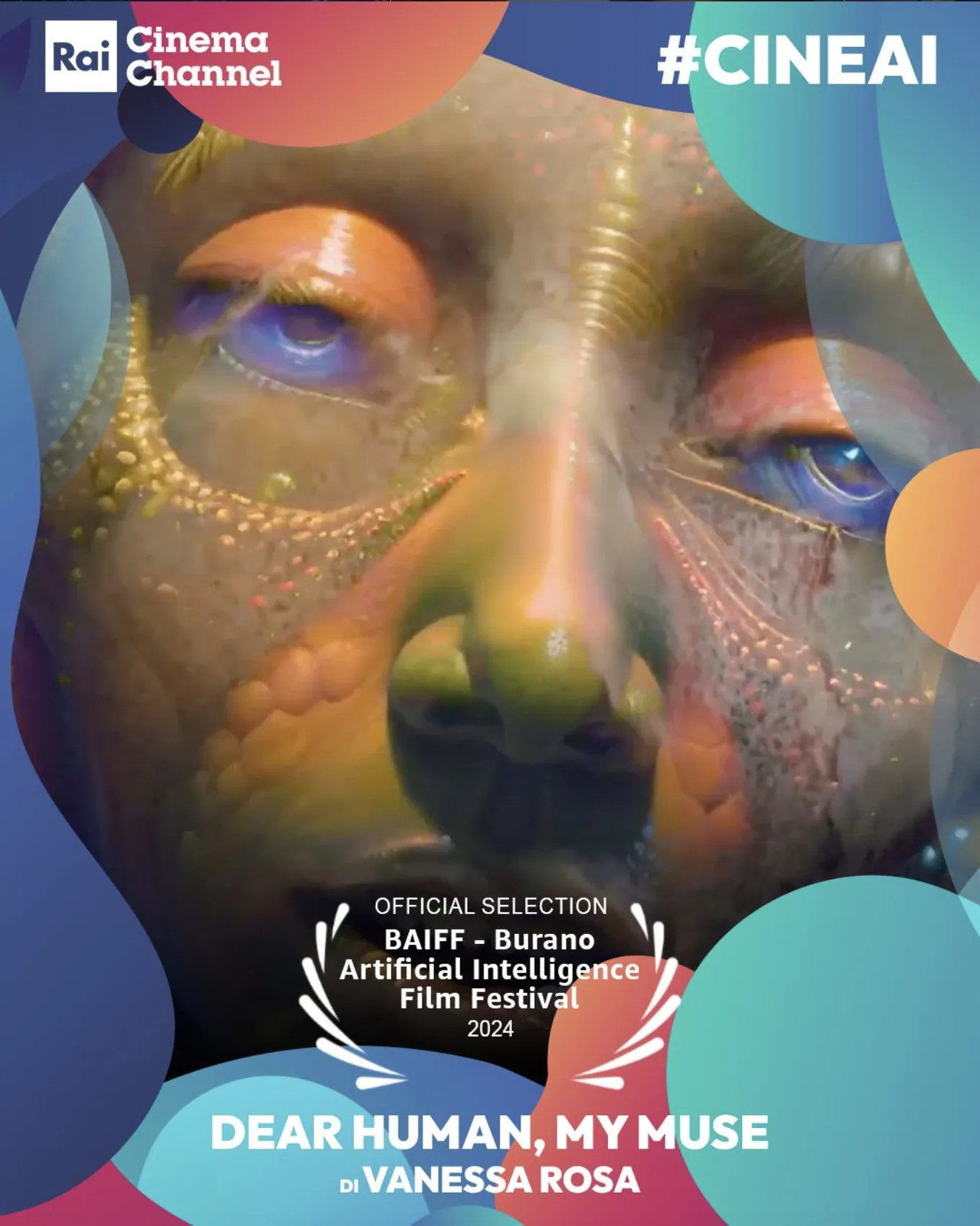 Official selection card, BAIFF, the Burano Artificial Intelligence Film Festival.