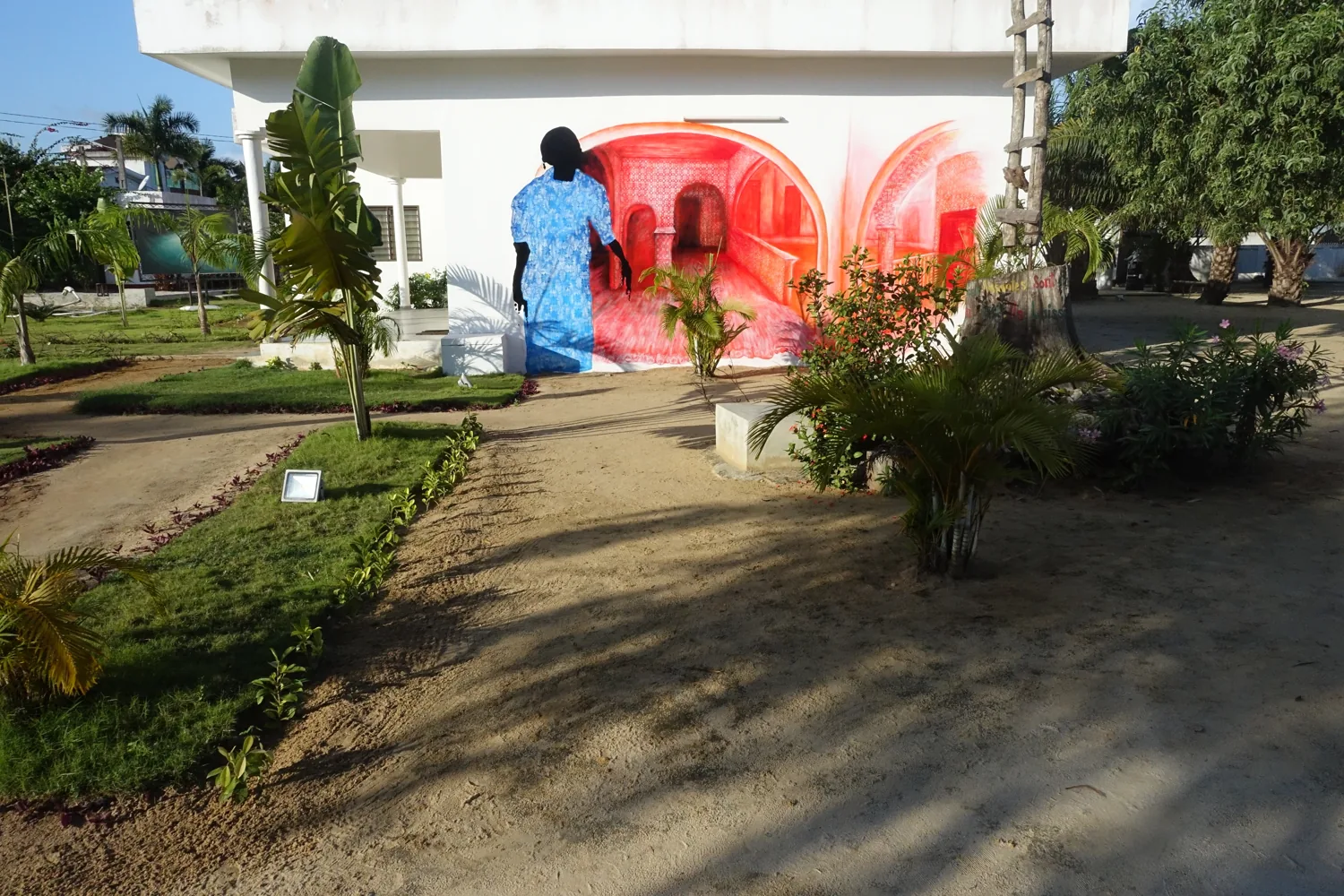 The Afro-Brésil mural in the sculpture garden at Le Centre, Cotonou.