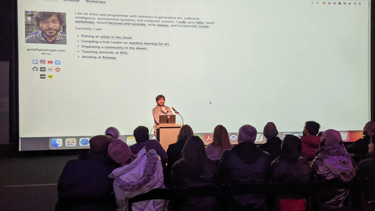 Gene Kogan’s page, shown during the talk