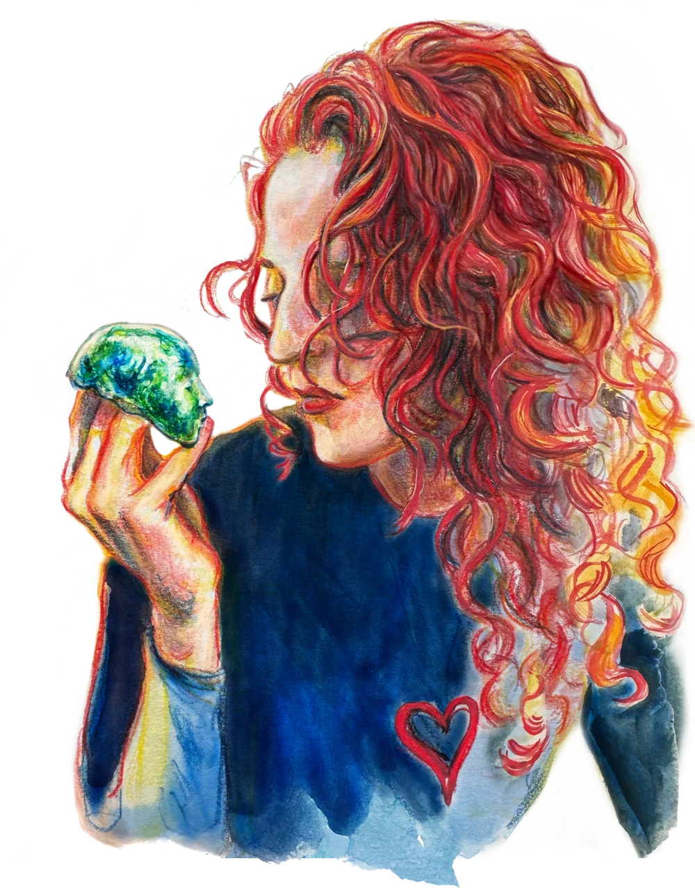 Vanessa Rosa in profile, holding a small painted globe.