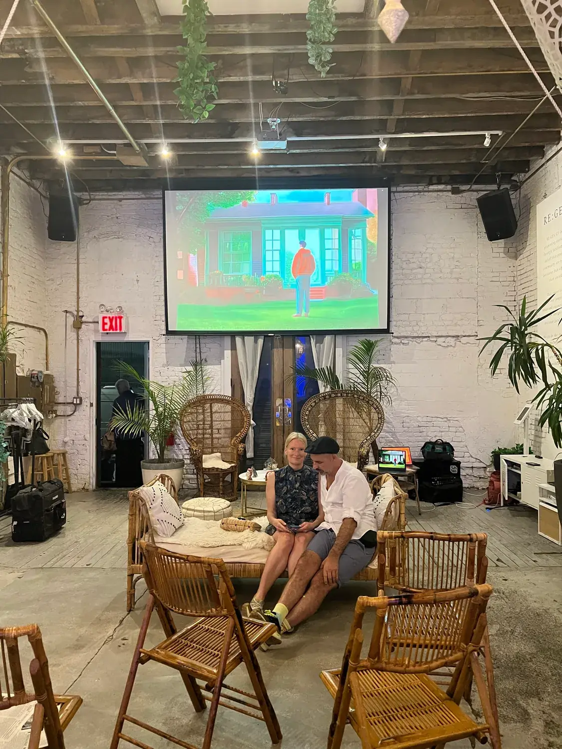 The projection, set up for the talk