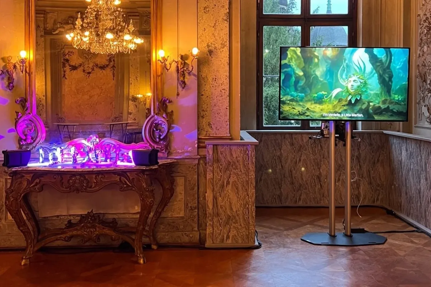 The Little Martians installation in a room at Bückeburg Castle.
