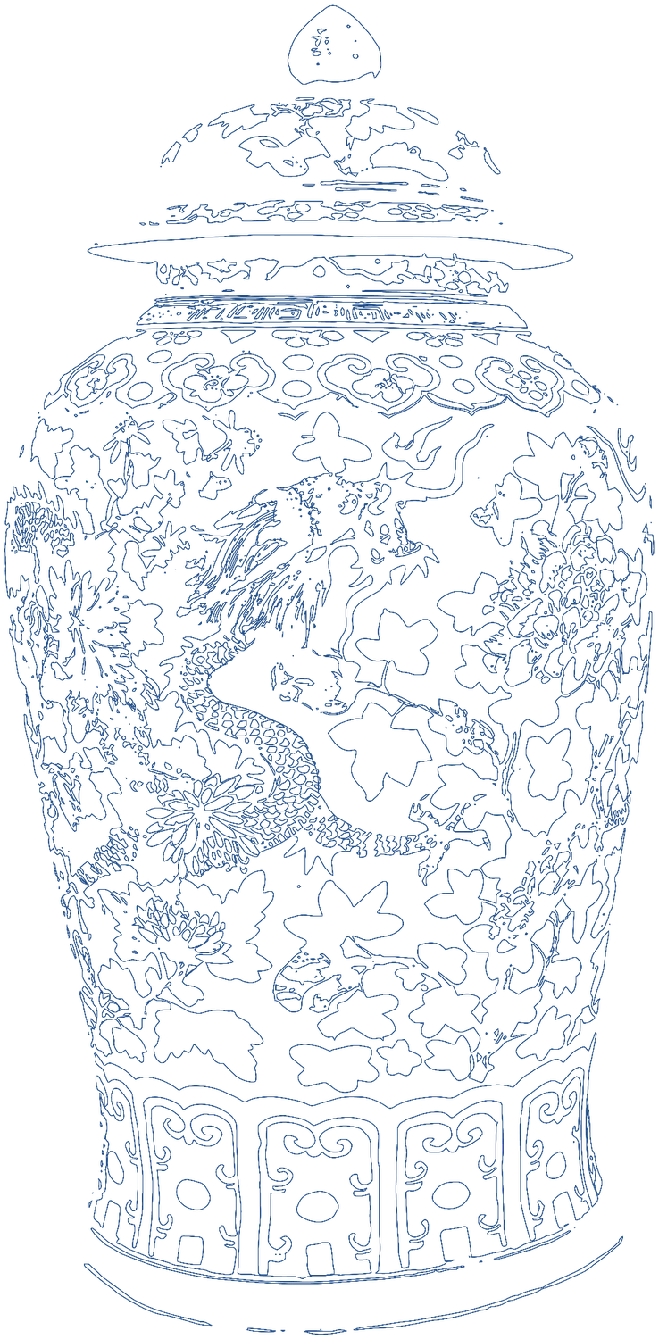 A Qing porcelain vase, as a stencil