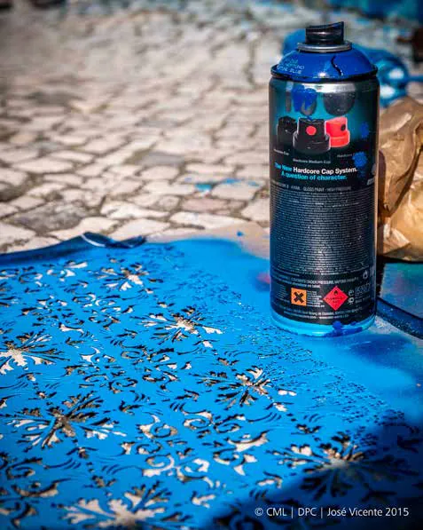 A stencil after spraying. Photograph by José Vicente, CML, 2015