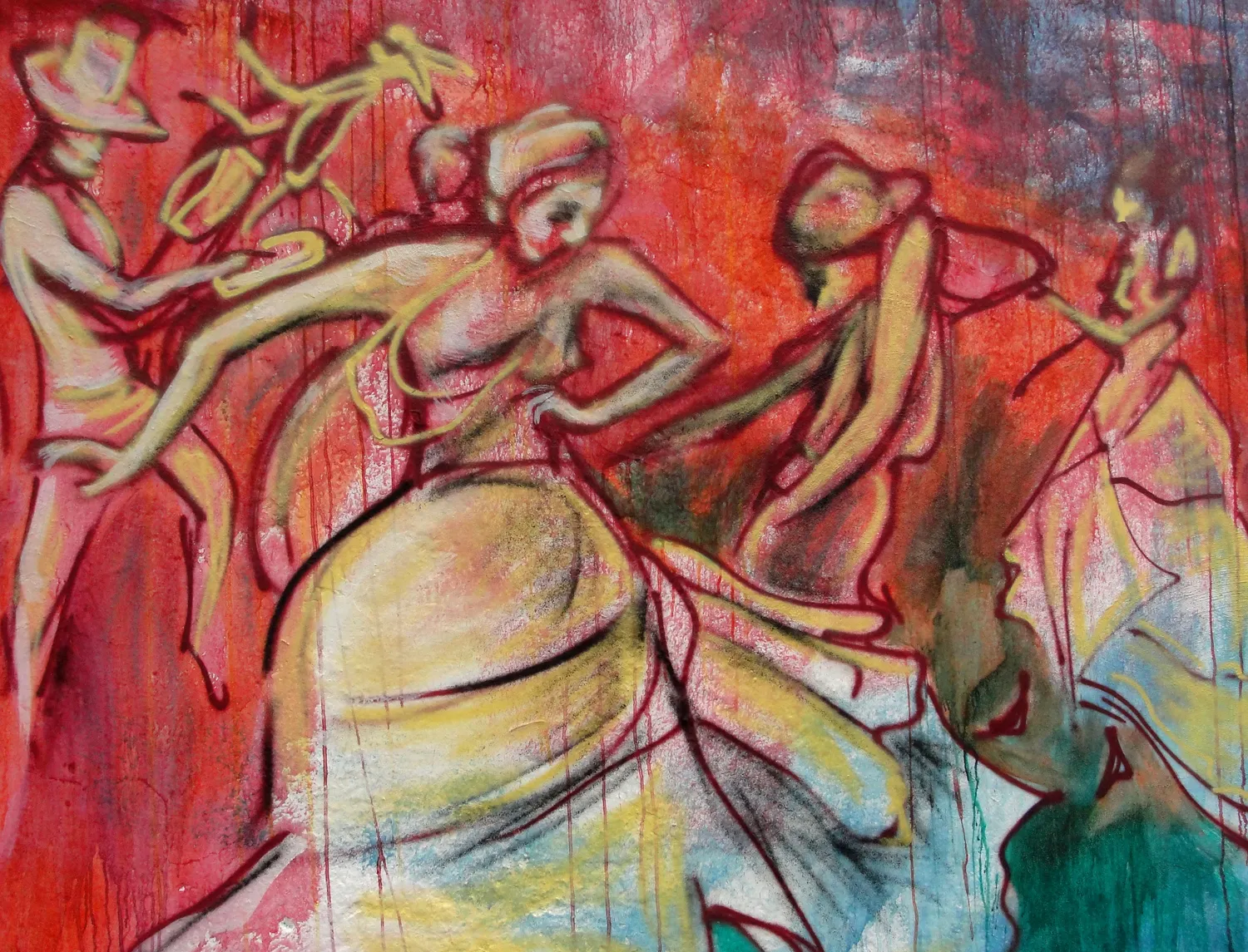 Detail: figures in red.