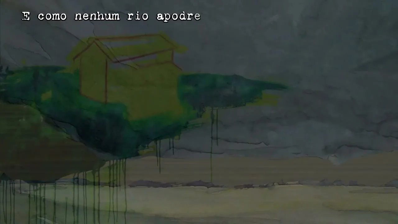 A painted landscape from the title sequence of the series.