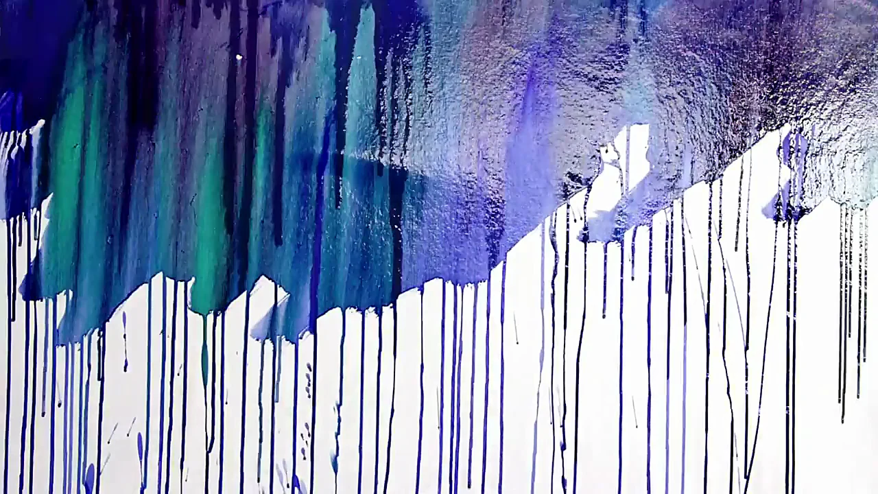 Teaser, 3:23. Blue and violet running down the paper before the picture appears.