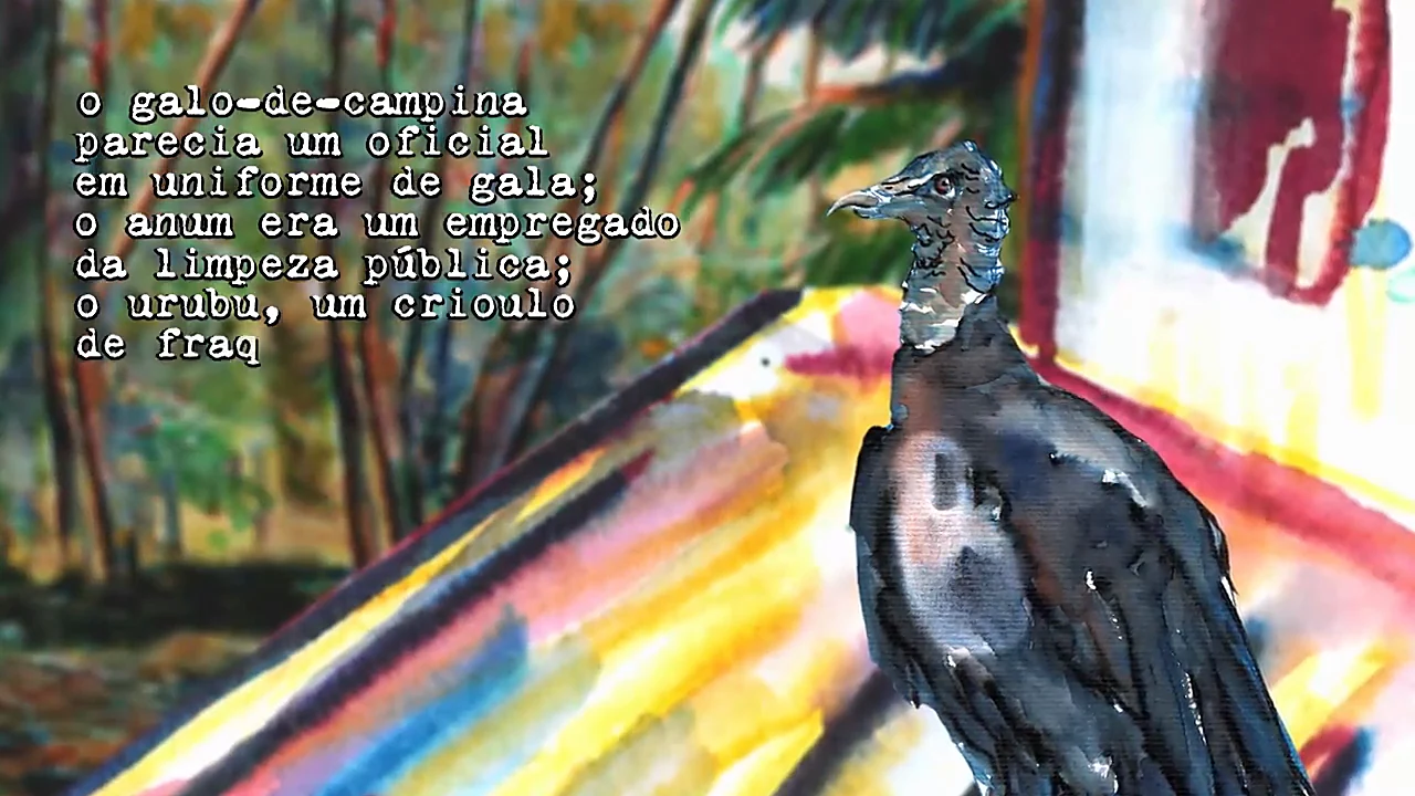 Episode 5, Poema Sujo 2, 19:21. The urubu, with the lines of the poem.